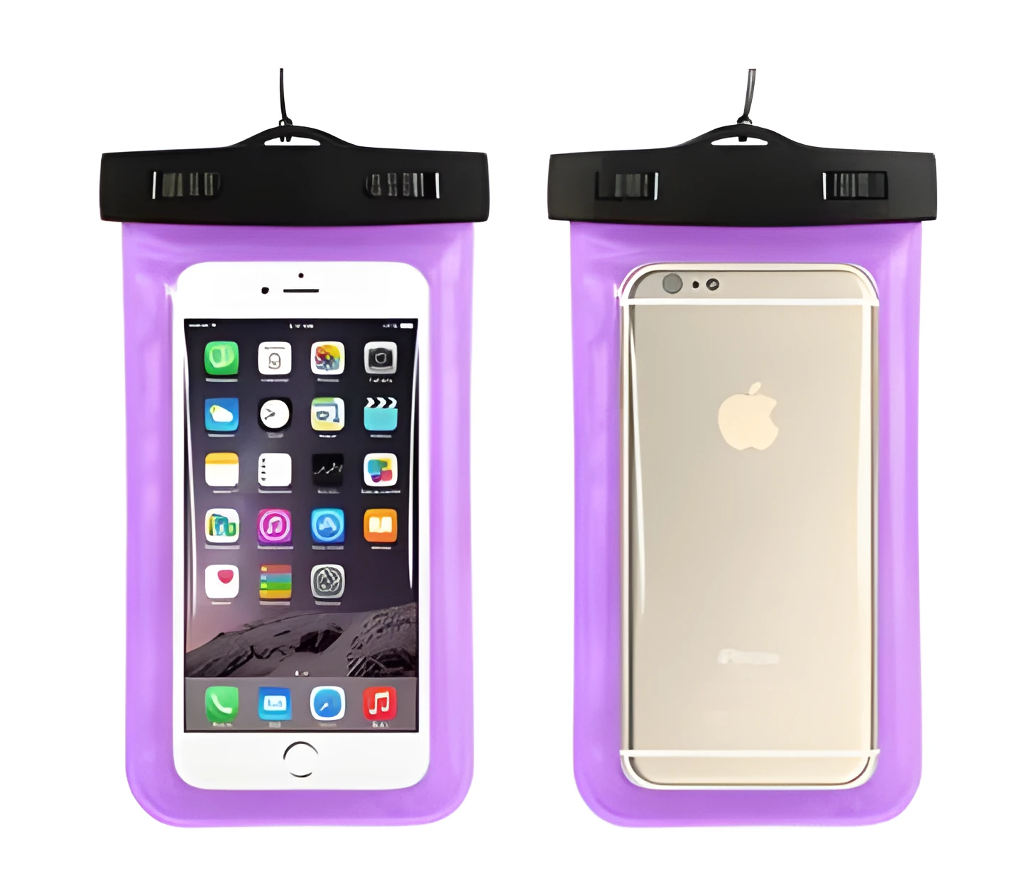 Waterproof phone pouch with transparent touch screen and adjustable lanyard for 30 metre depth protection