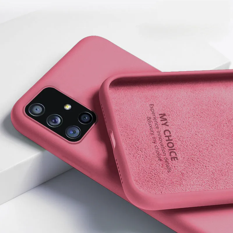 Samsung Liquid Silicone Phone Case back cover in solid colour simple style with smooth grip surface for Samsung A20, S20, S10, A51