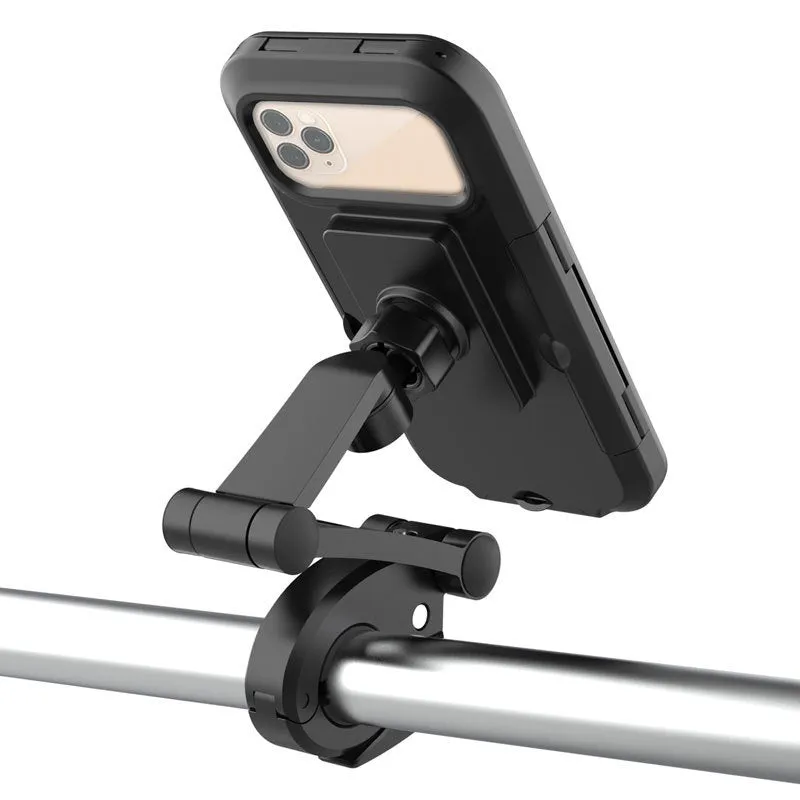 Black universal lazy bracket bicycle motorcycle phone holder for 4 to 6.7 inch smartphones waterproof outdoor use