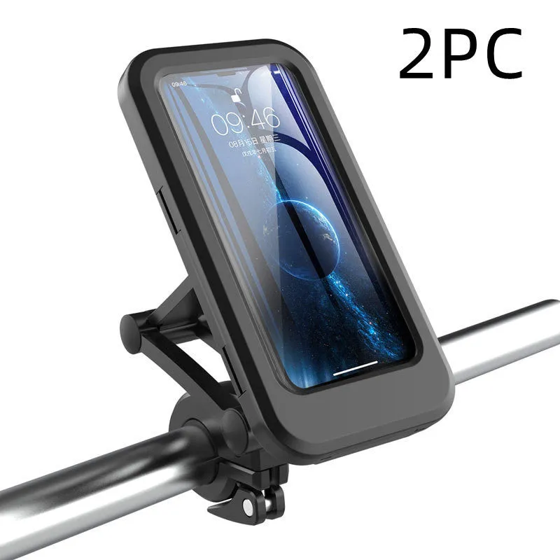 Black universal lazy bracket bicycle motorcycle phone holder for 4 to 6.7 inch smartphones waterproof outdoor use