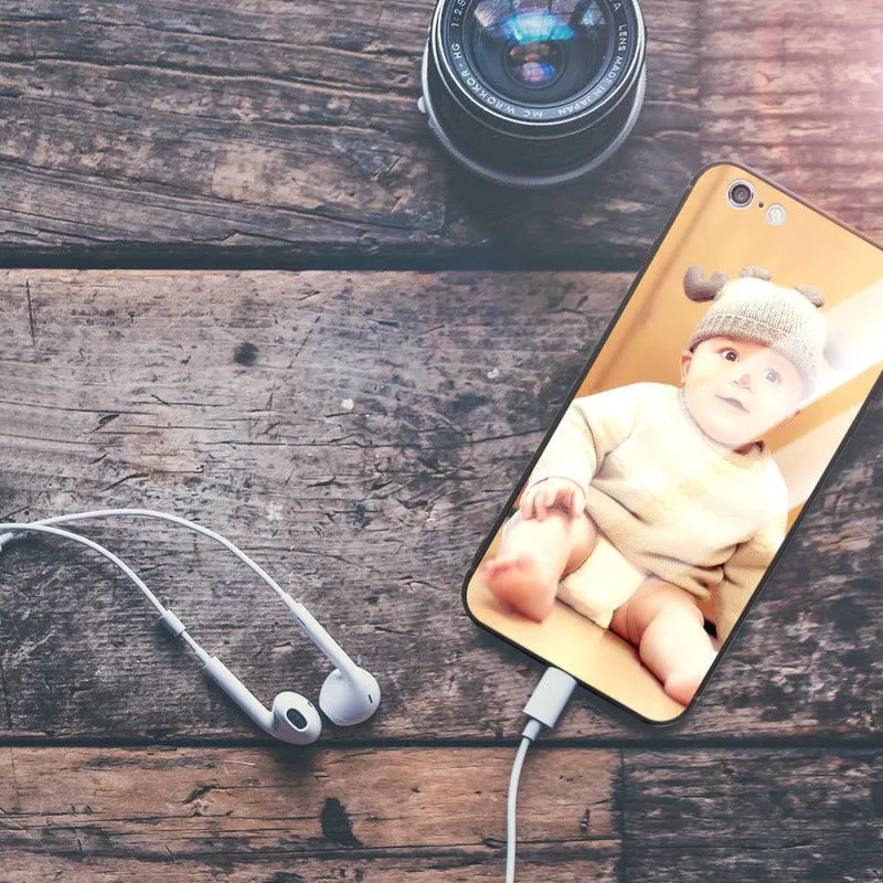 A slim, patterned iPhone case showing its raised edges around the camera and screen cutouts.