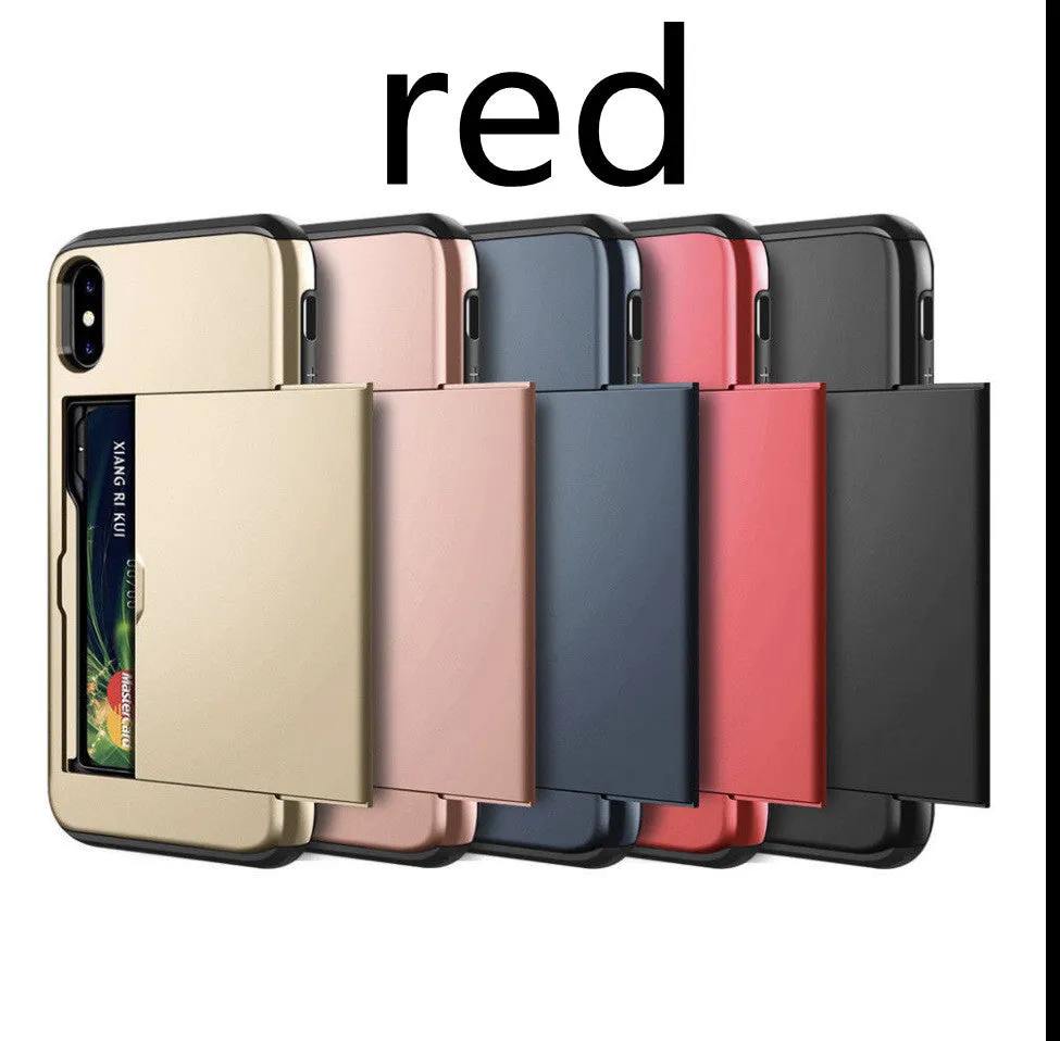 Black card shockproof hybrid wallet TPU case for iPhone with built-in card slot