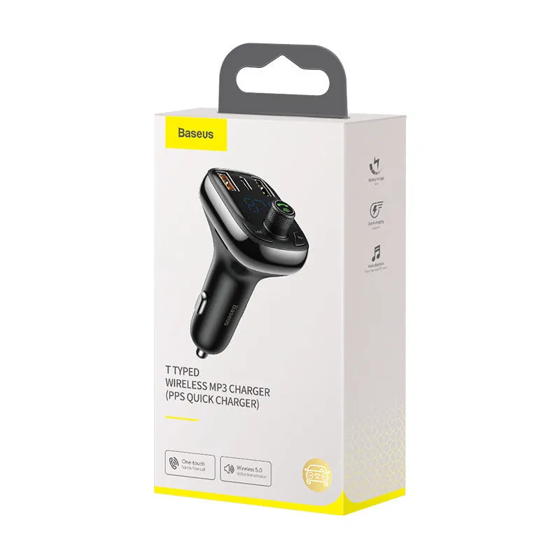Black car charger with anti-slip shrapnel for hands-free calling and dual device connection