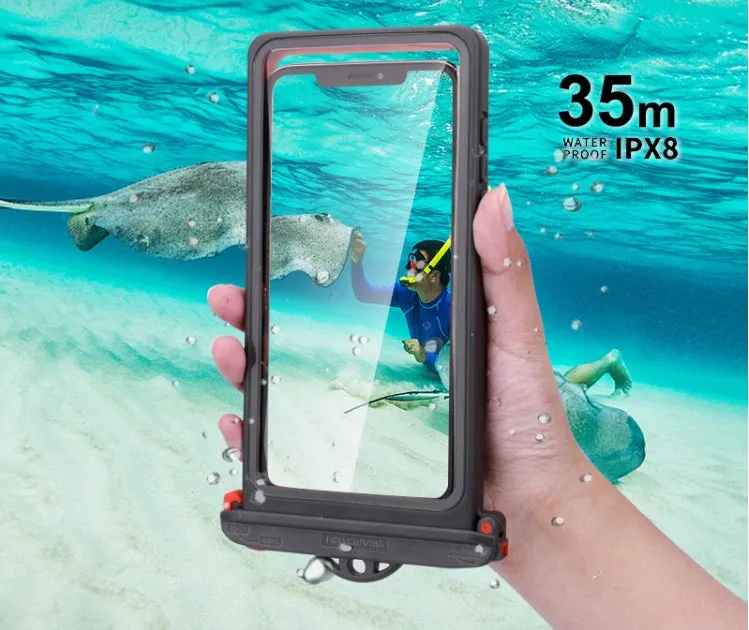 Grey touch screen waterproof phone bag 18.5x9cm for river rafting outdoor use