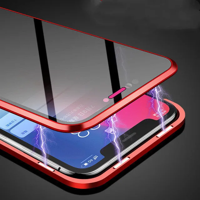 Anti-peep magnetic phone case for iPhone 11 Pro Max XR XS in blue, gold, green, red, silver