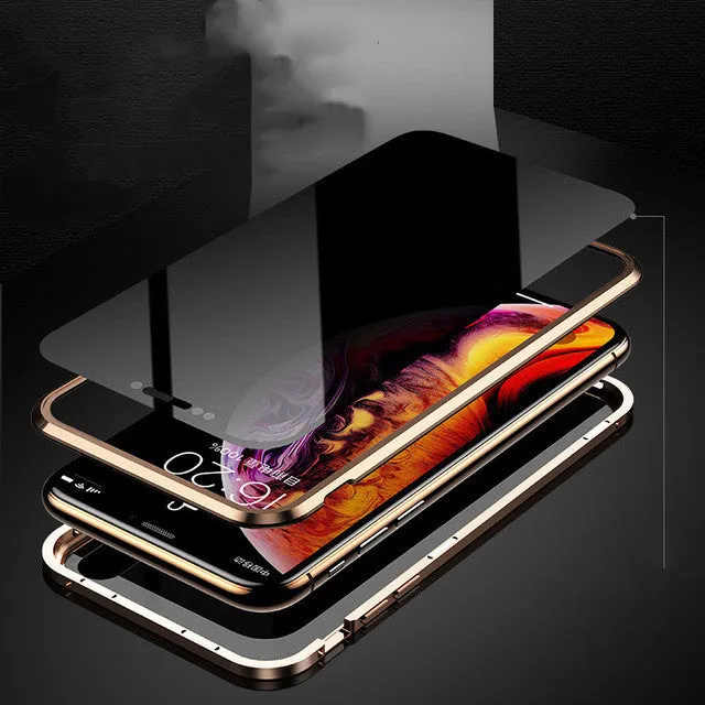 Anti-peep magnetic phone case for iPhone 11 Pro Max XR XS in blue, gold, green, red, silver