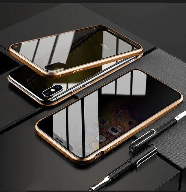 Anti-peep magnetic phone case for iPhone 11 Pro Max XR XS in blue, gold, green, red, silver