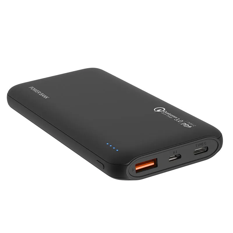 White 10000mAh portable mobile power supply with plastic shell and multi-U port output