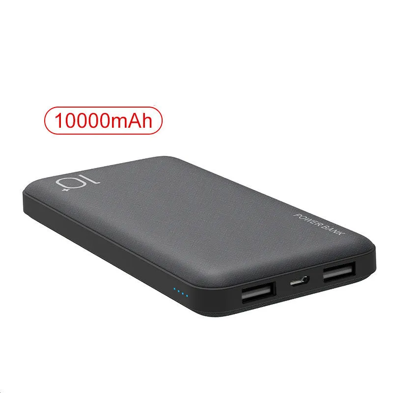 White 10000mAh portable mobile power supply with plastic shell and multi-U port output
