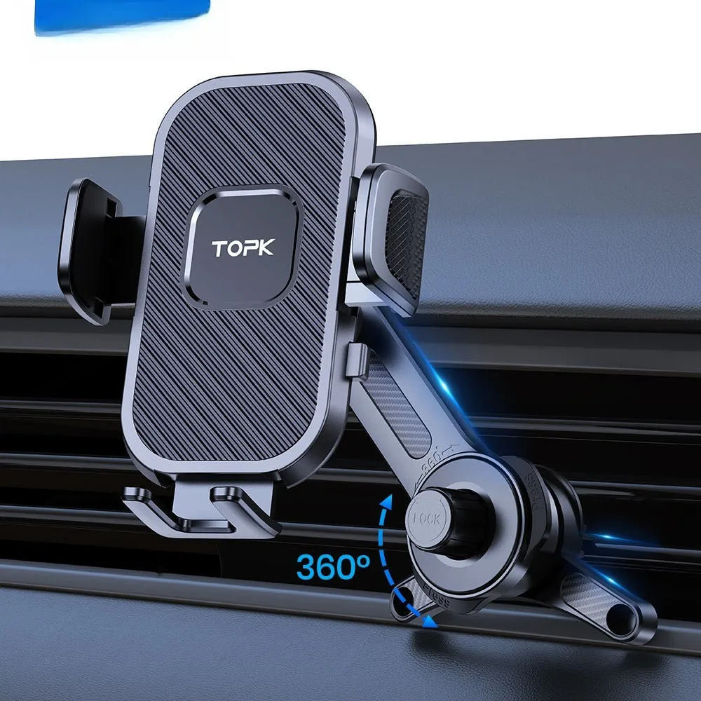 Car rotating air outlet phone holder with hook for universal mobile phone and navigator mounting