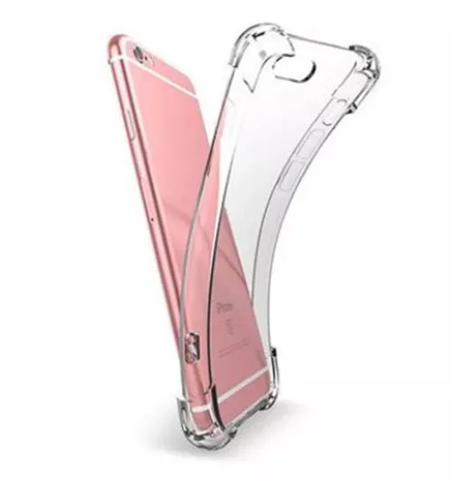 Clear transparent TPU protective case for an iPhone, showing the phone's colour through the back.