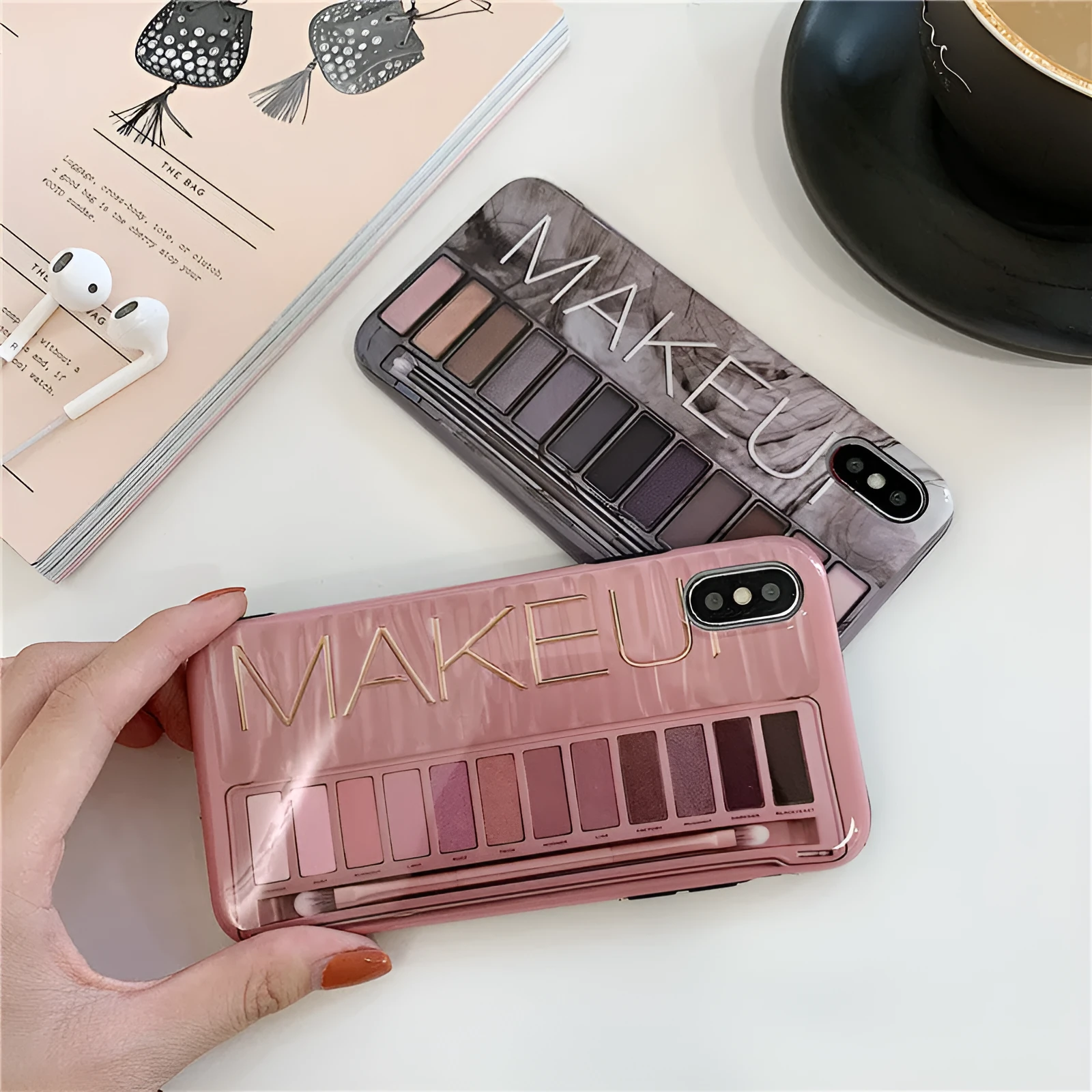 Soft silicone iPhone case with eye shadow pattern in Flesh colour for iPhone 11.