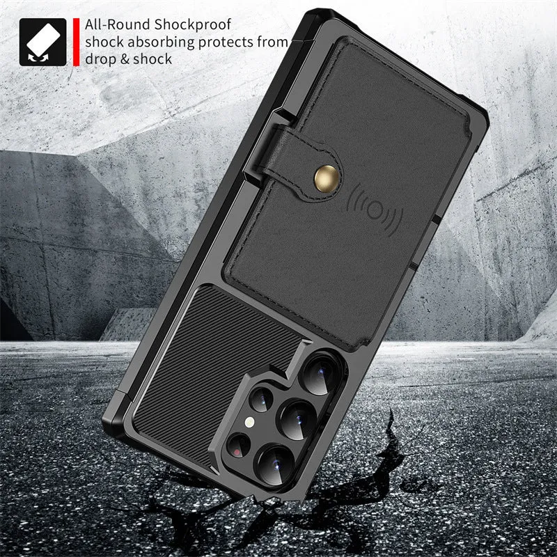 Blue TPE phone case with card holder for Samsung S23 Ultra showing card slot on back