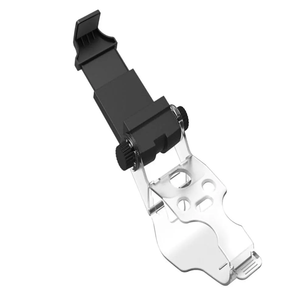 Black universal mobile phone holder clipped onto a car air vent, showing 360-degree rotation and clamp for smartphone