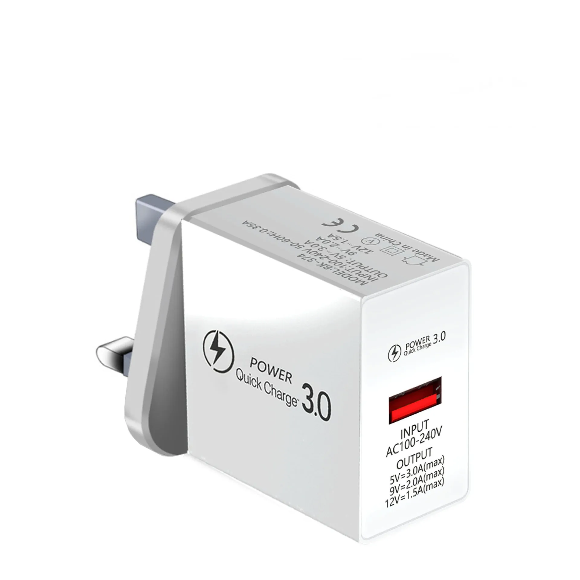 18W Quick Charge 3.0 USB wall charger EU plug in black and white finishes for smartphones