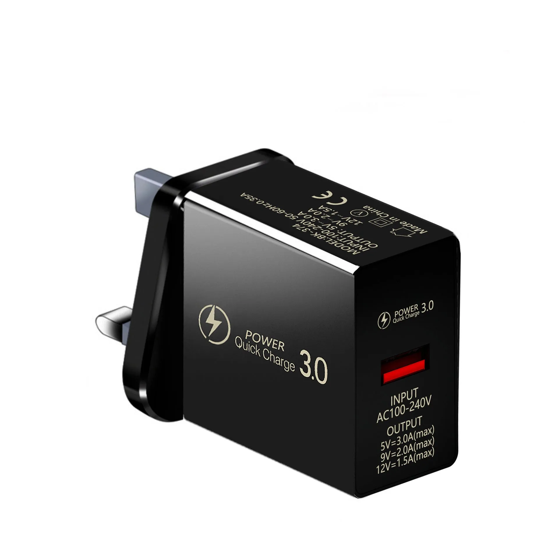 18W Quick Charge 3.0 USB wall charger EU plug in black and white finishes for smartphones