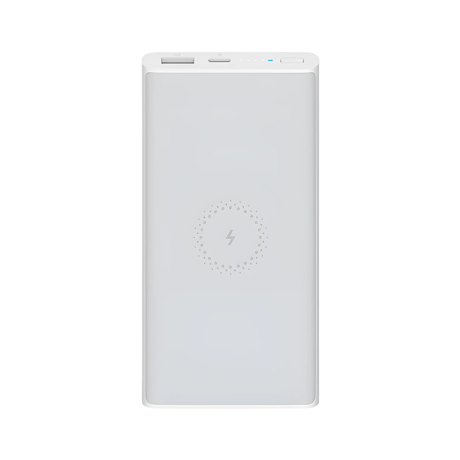 White or black 10000mAh capacity power bank showing USB-C port and wireless charging symbol