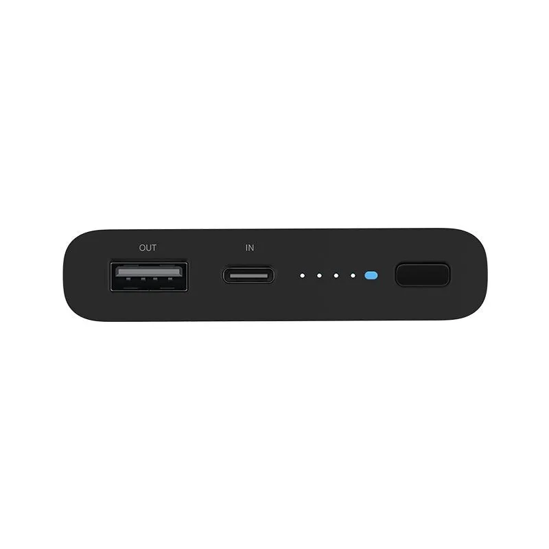 White or black 10000mAh capacity power bank showing USB-C port and wireless charging symbol