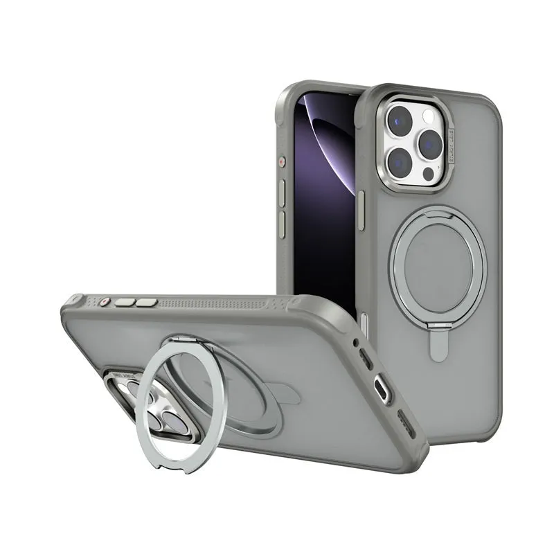 Skin-sensitive magnetic suction frosted phone case for iPhone 16 in Desert Gold with shockproof TPU PC metal build