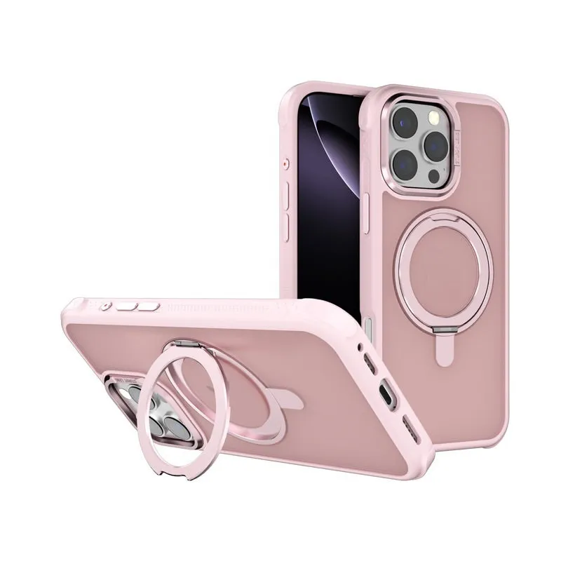Skin-sensitive magnetic suction frosted phone case for iPhone 16 in Desert Gold with shockproof TPU PC metal build