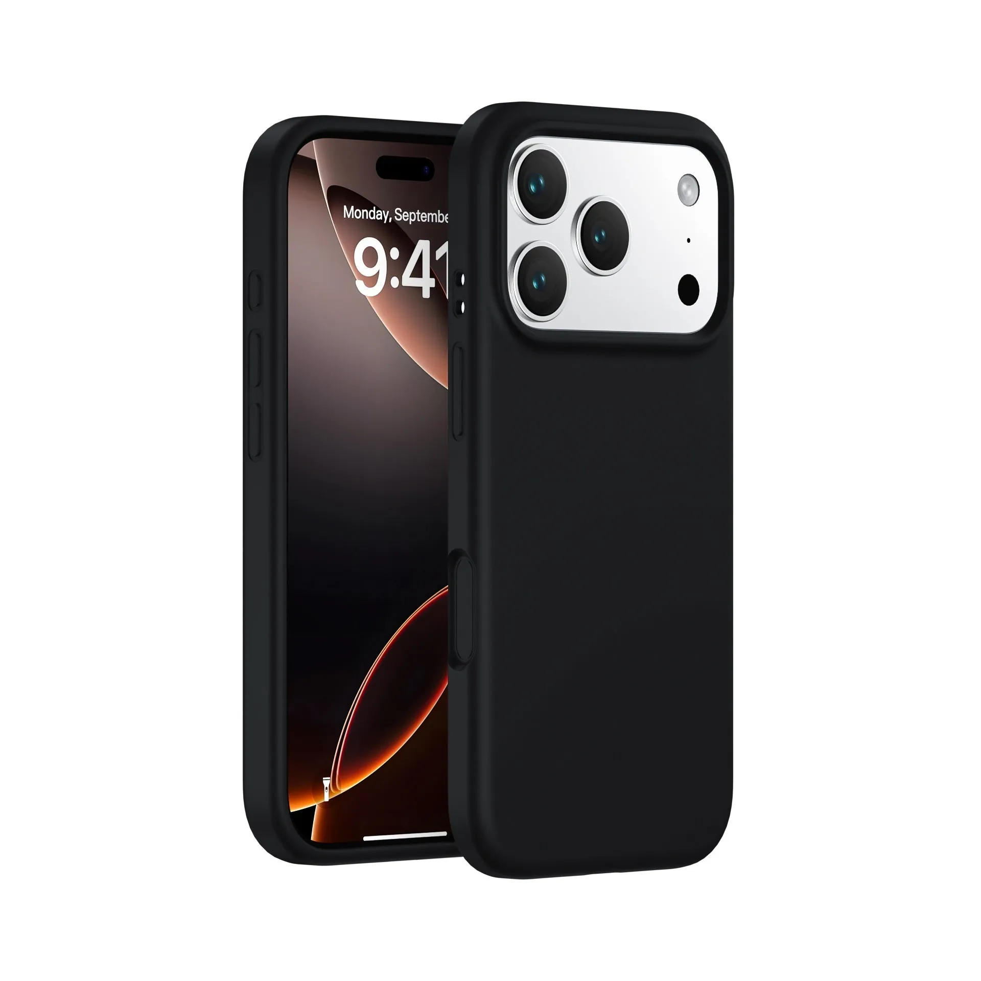 Liquid silicone phone case in antique white for iPhone 17 with soft-touch finish and anti-fingerprint surface