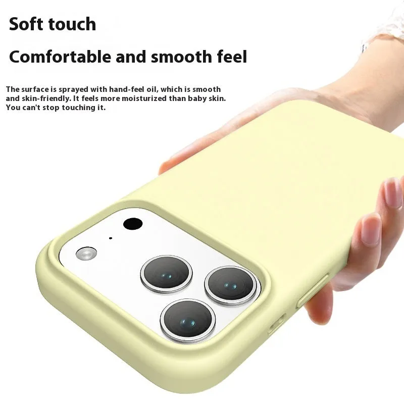 Liquid silicone phone case in antique white for iPhone 17 with soft-touch finish and anti-fingerprint surface