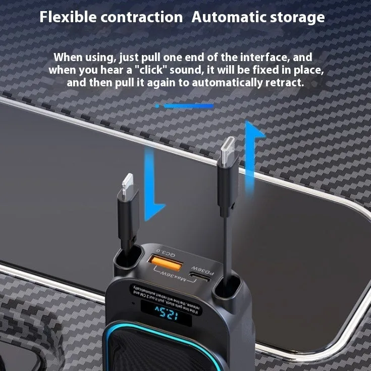 SC07 digital quick charge USB charger with four ports and stretch cable for car cigarette lighter