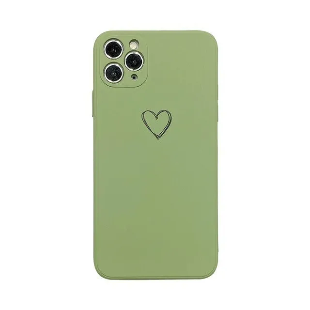 Silicone TPU phone case for Apple iPhone in solid colours black, green, pink, purple, red, white, grey, and light green.