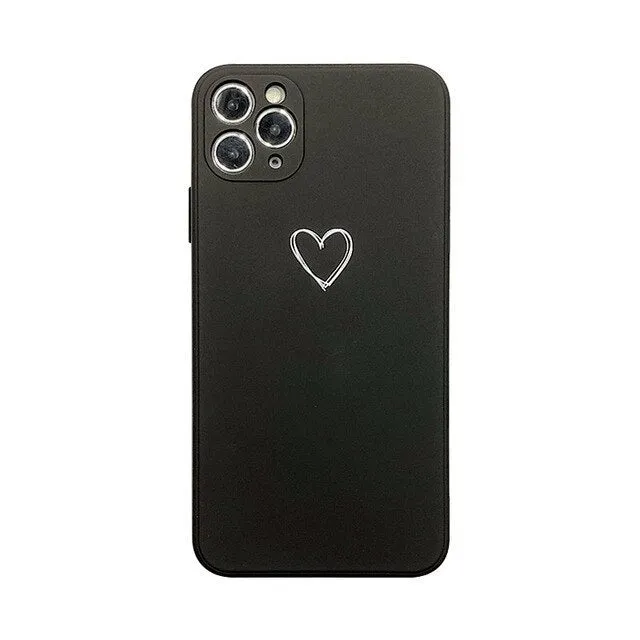 Silicone TPU phone case for Apple iPhone in solid colours black, green, pink, purple, red, white, grey, and light green.