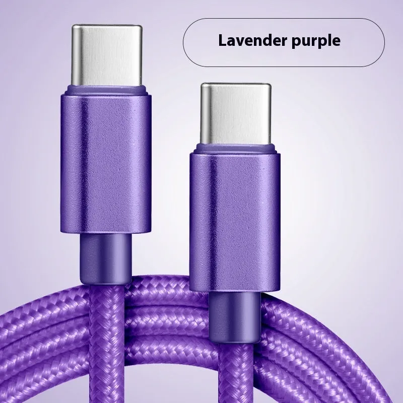 Typec phone fast charge data cable nylon woven 60W Type-C USB C black blue gold pink purple red white
