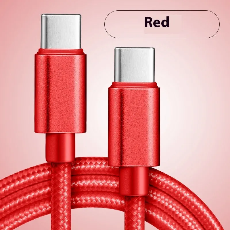 Typec phone fast charge data cable nylon woven 60W Type-C USB C black blue gold pink purple red white