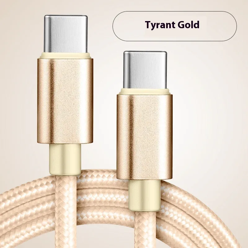 Typec phone fast charge data cable nylon woven 60W Type-C USB C black blue gold pink purple red white
