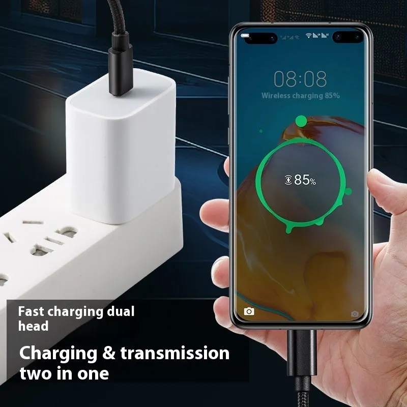 Typec phone fast charge data cable nylon woven 60W Type-C USB C black blue gold pink purple red white