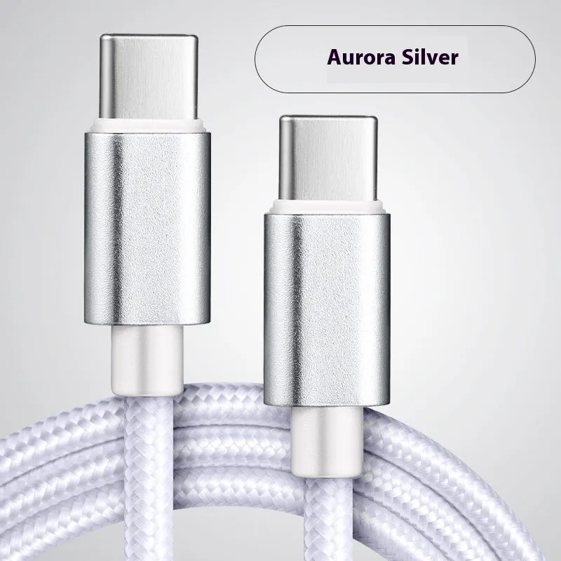 Typec phone fast charge data cable nylon woven 60W Type-C USB C black blue gold pink purple red white