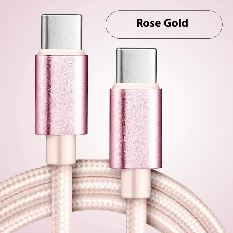 Typec phone fast charge data cable nylon woven 60W Type-C USB C black blue gold pink purple red white