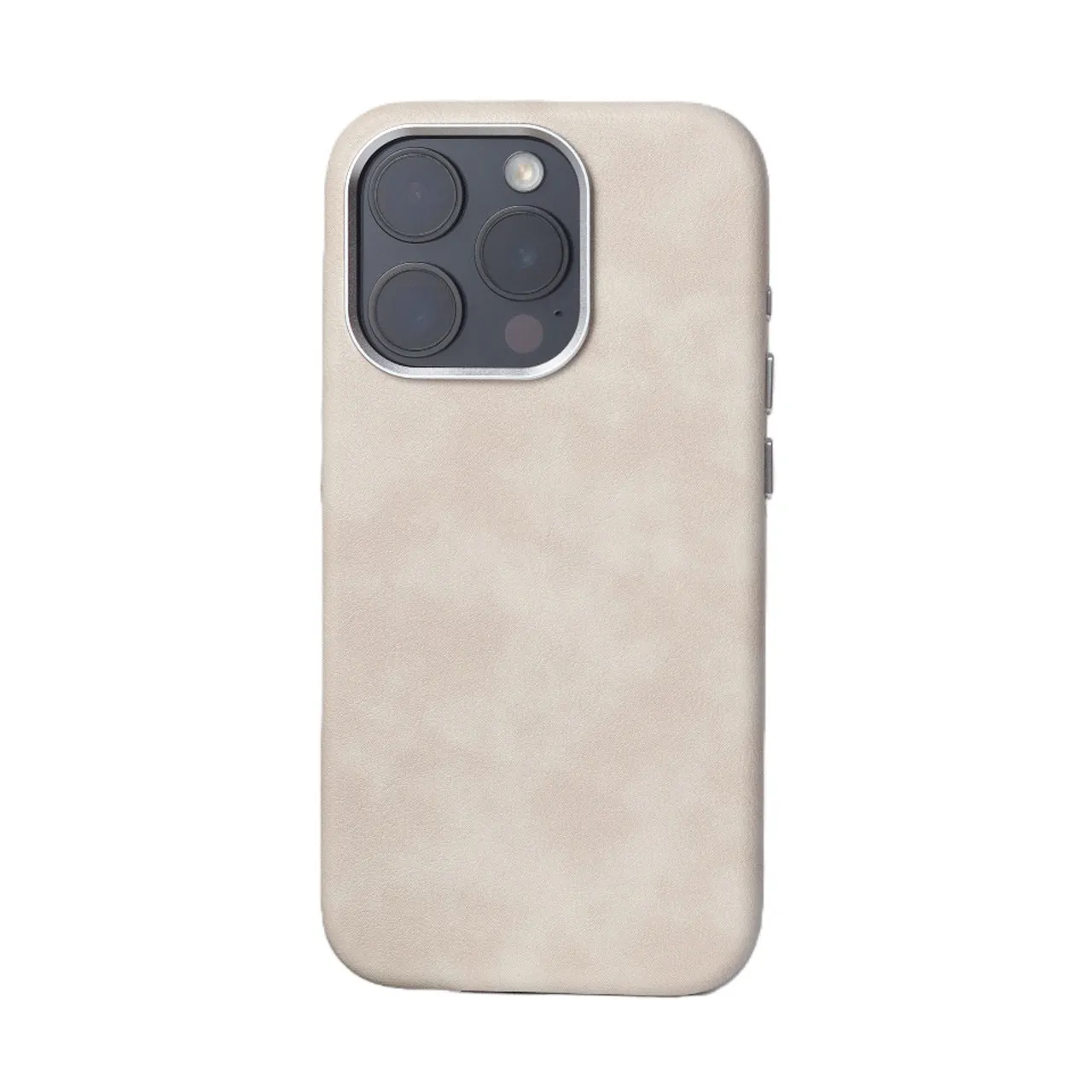Genuine leather magnetic phone case for iPhone 15, brown colour, shockproof hard shell with anti-fingerprint finish