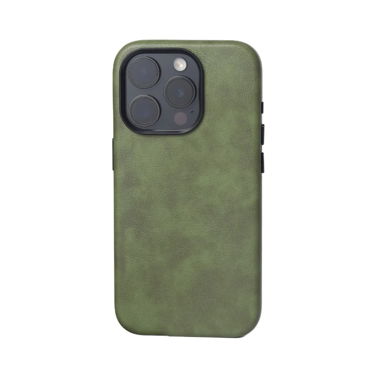 Genuine leather magnetic phone case for iPhone 15, brown colour, shockproof hard shell with anti-fingerprint finish