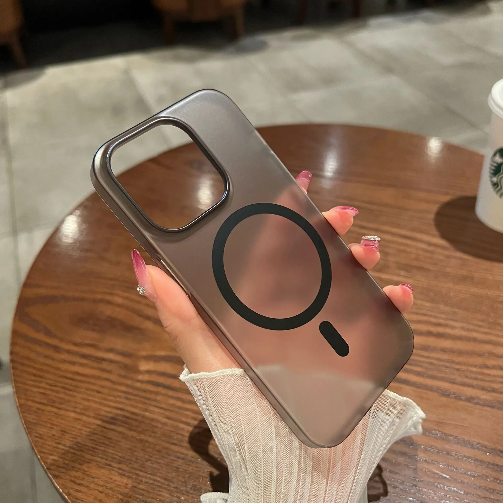 Ice Mist magnetic suction PC phone case in translucent frosted finish for iPhone 17