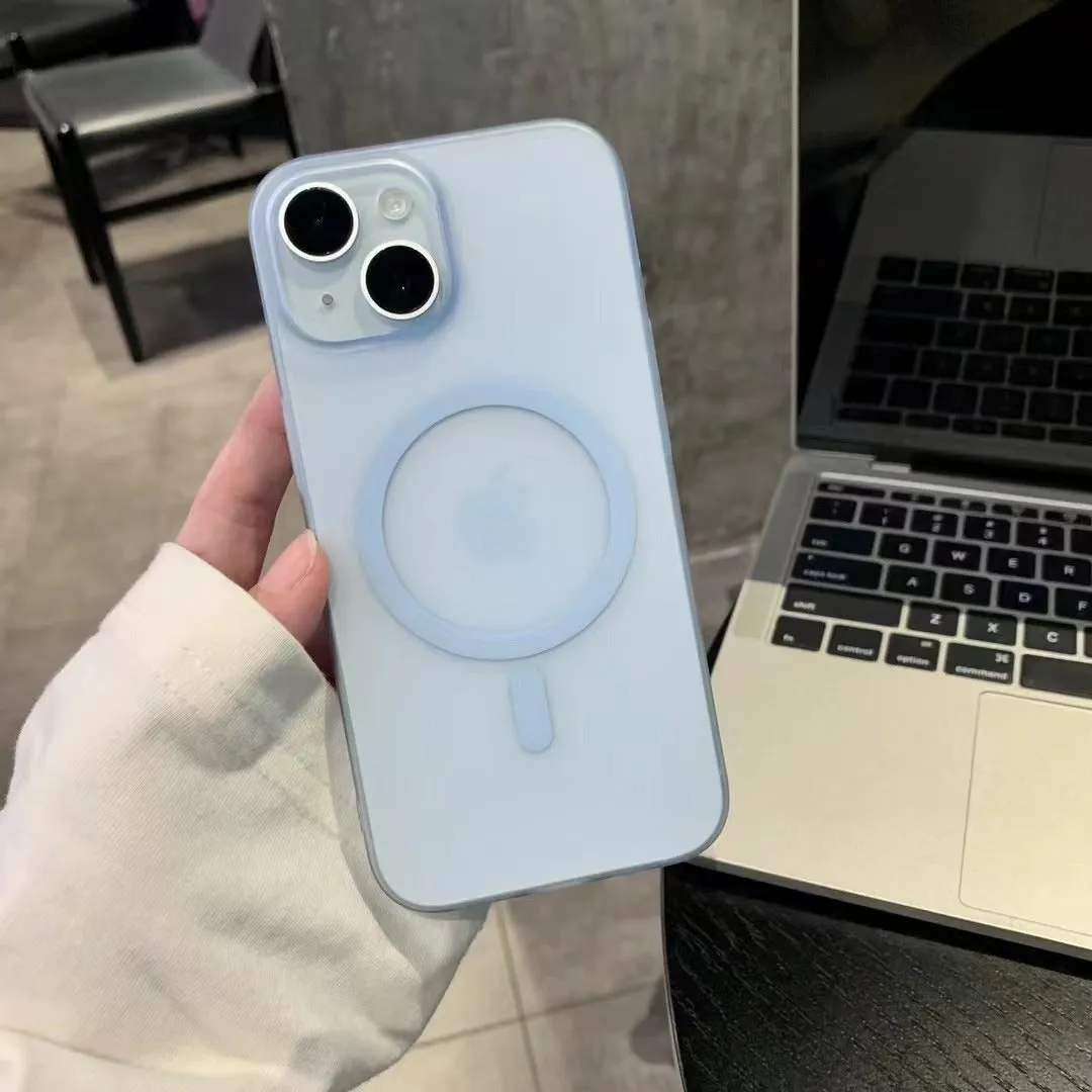 Ice Mist magnetic suction PC phone case in translucent frosted finish for iPhone 17