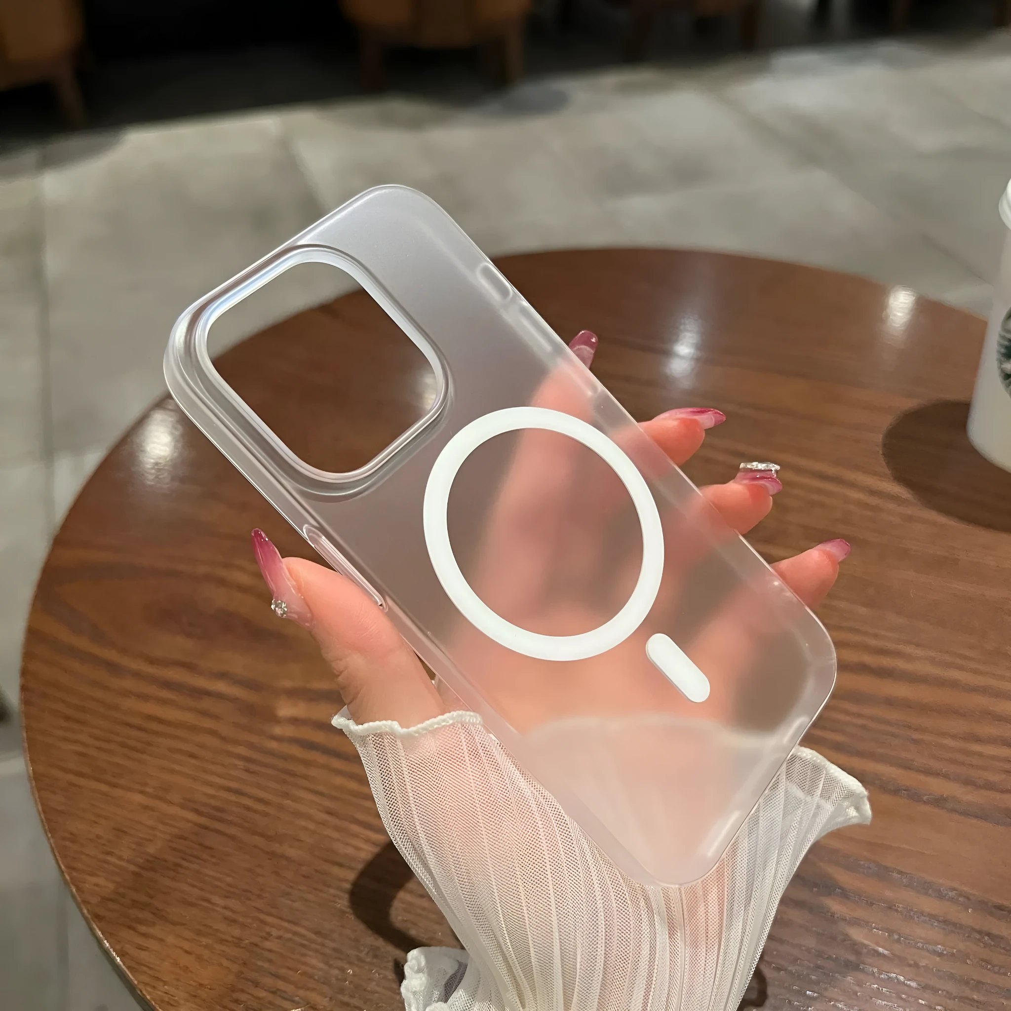 Ice Mist magnetic suction PC phone case in translucent frosted finish for iPhone 17