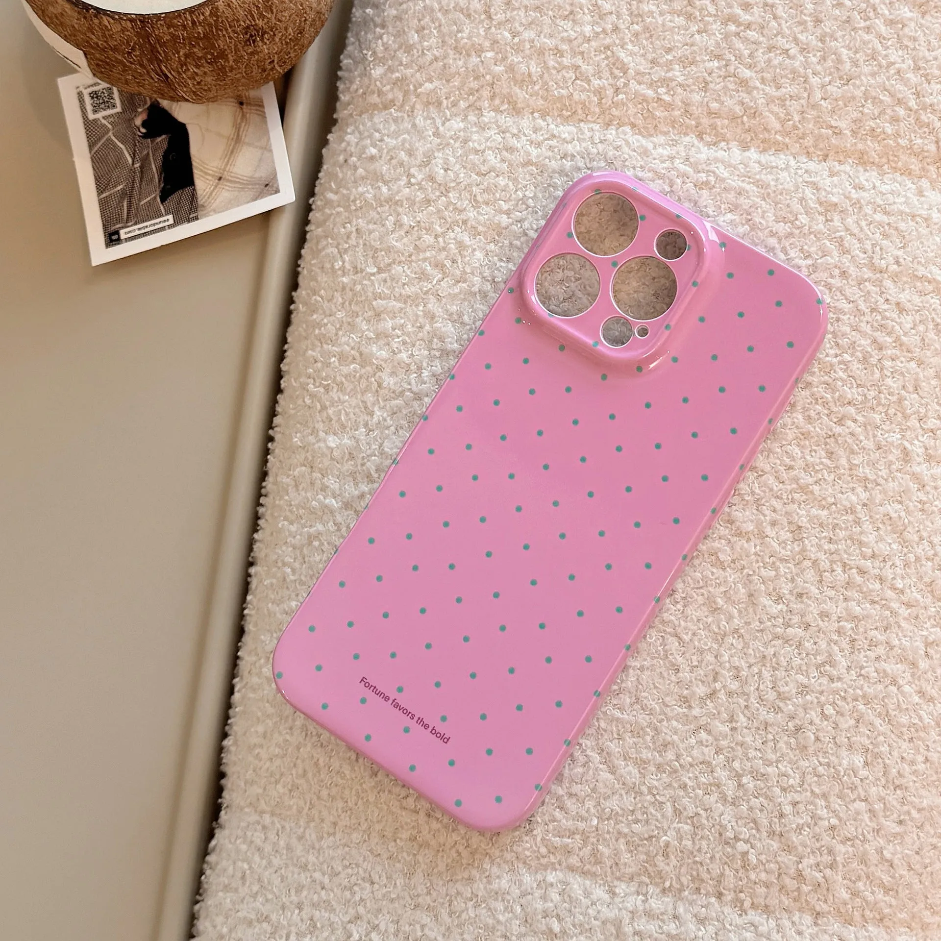 TPU silicone phone case with wavelet dots for Apple iPhone 16 series, soft shell in pink with fall protection