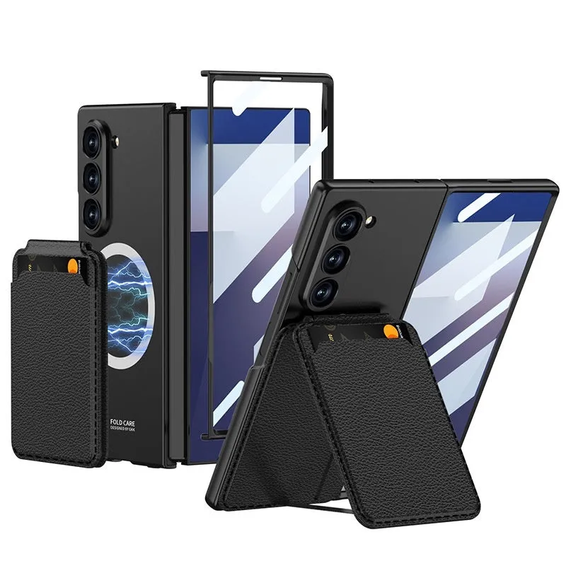 Samsung Galaxy Z Fold 7 hard case with detachable card holder and bracket in black colour