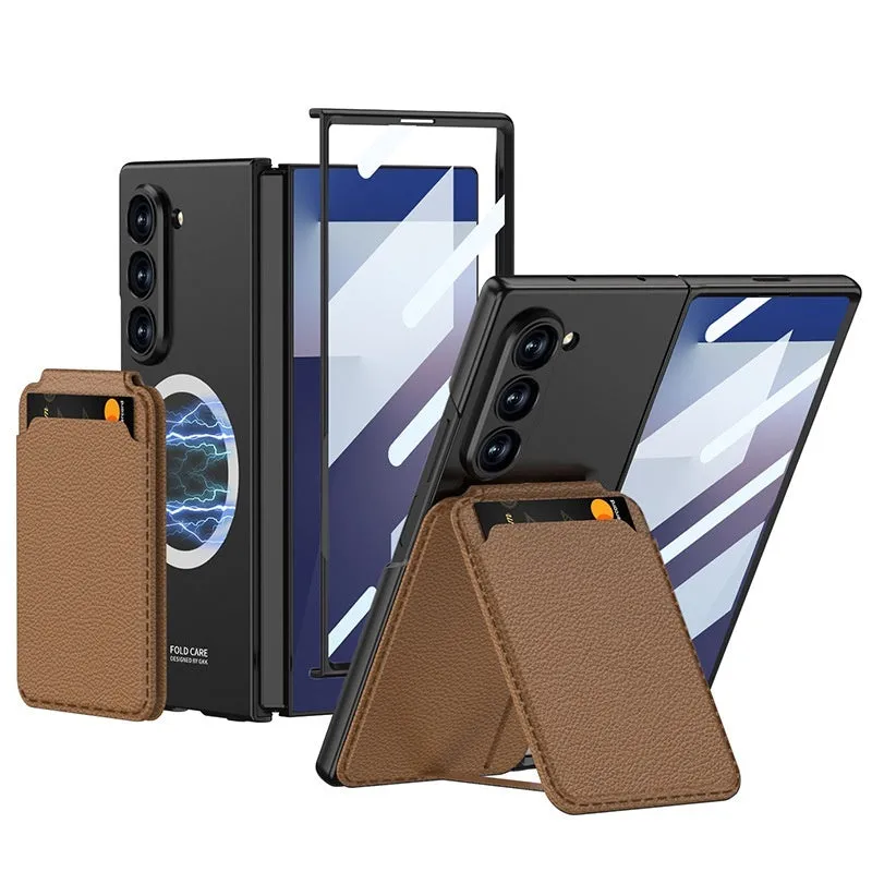 Samsung Galaxy Z Fold 7 hard case with detachable card holder and bracket in black colour