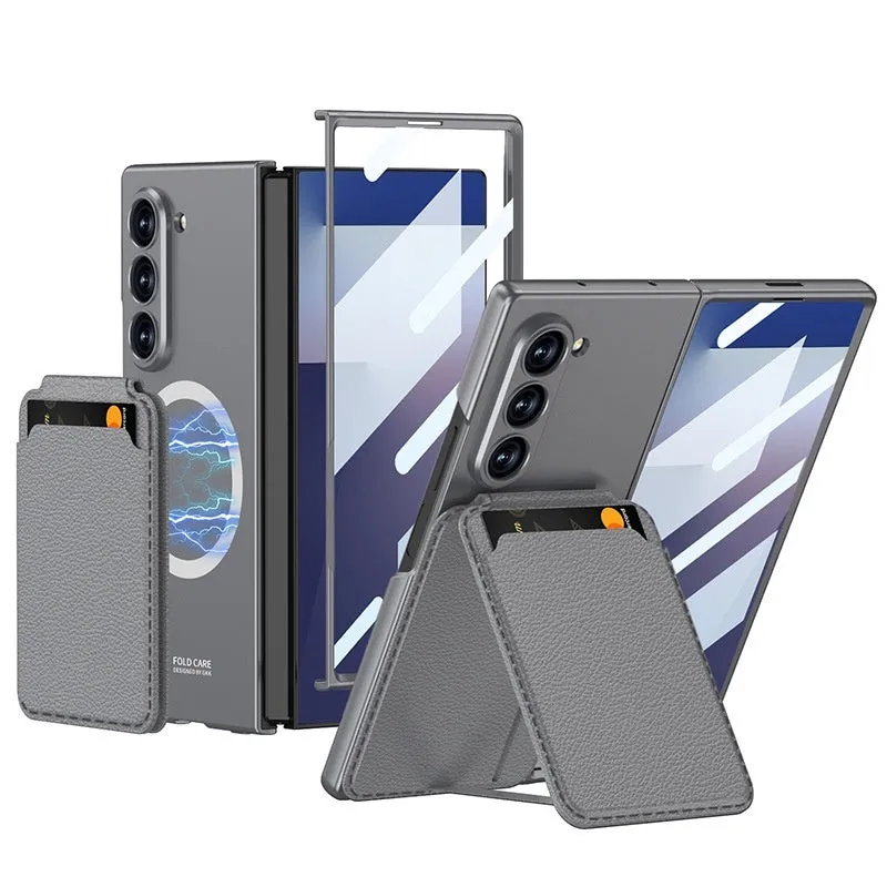 Samsung Galaxy Z Fold 7 hard case with detachable card holder and bracket in black colour