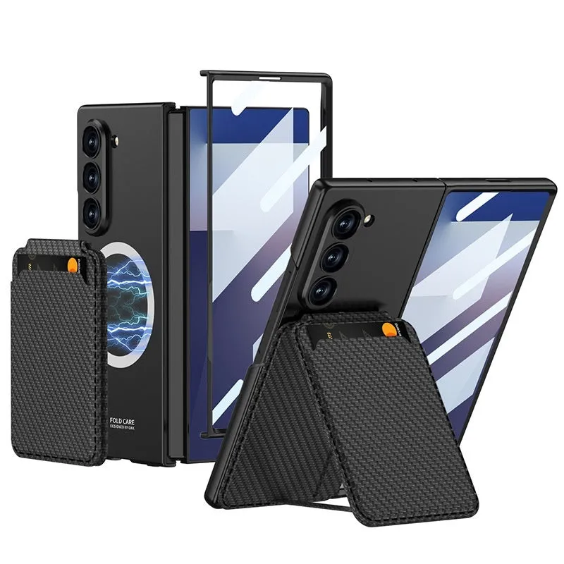 Samsung Galaxy Z Fold 7 hard case with detachable card holder and bracket in black colour
