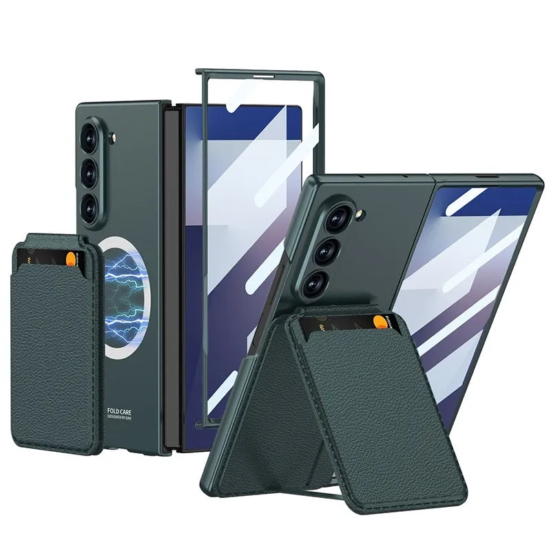 Samsung Galaxy Z Fold 7 hard case with detachable card holder and bracket in black colour