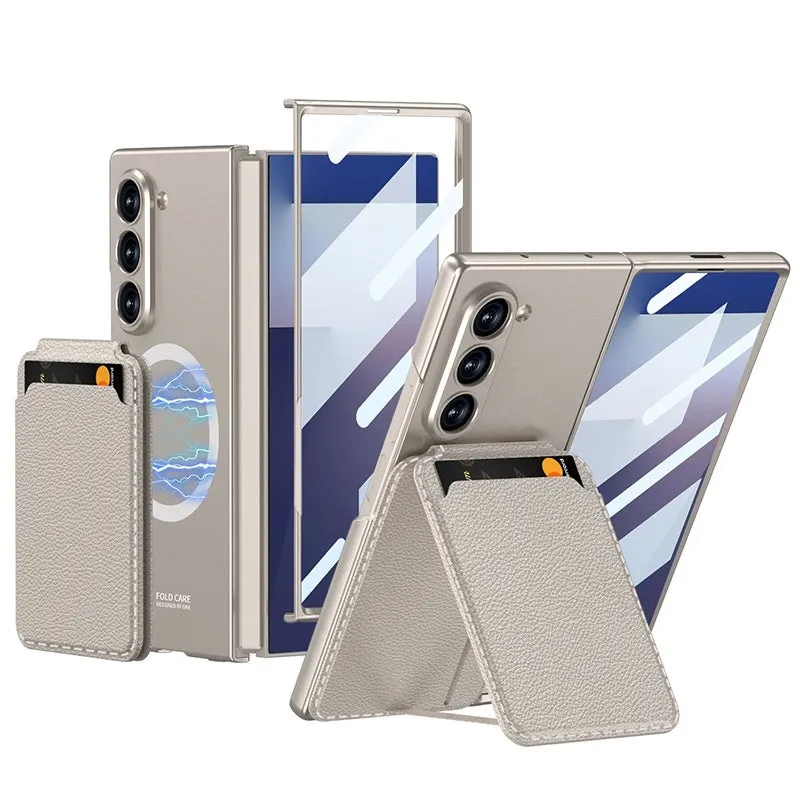 Samsung Galaxy Z Fold 7 hard case with detachable card holder and bracket in black colour