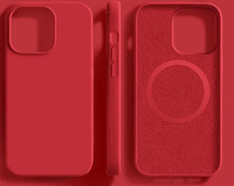 Liquid silicone magnetic phone case with frosted laser finish for iPhone 16 series in black