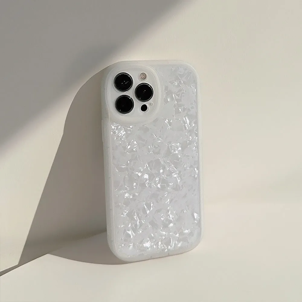 Ins Dream Shell Pattern TPU PC back cover phone case for Apple iPhone 16 series in milky white