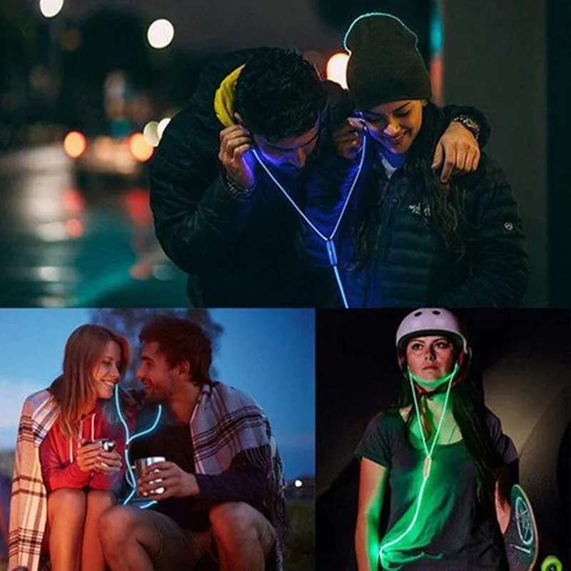 Blue Magic Light LED Earphones with illuminated EL light line and inline remote control.